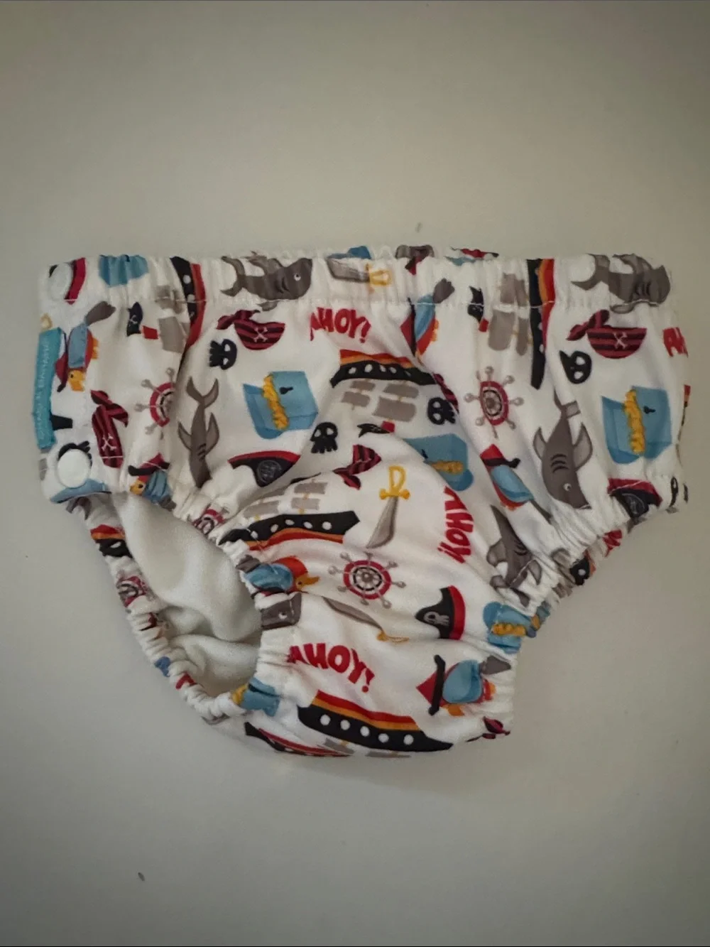 Charlie Banana Blue Solid & White Pirate Print Swim Diaper Set